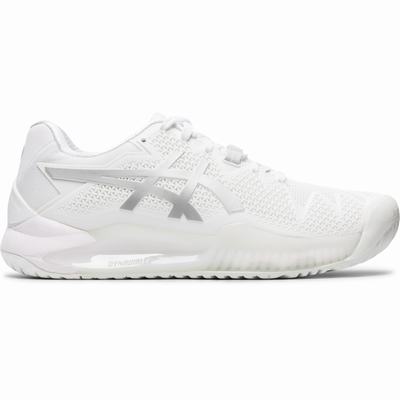 Asics Gel-Resolution 8 - Naisten Tenniskengät - Valkoinen/Hopea